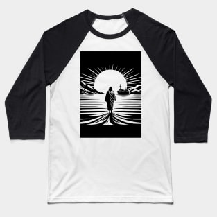 Jesus Walks on Water Baseball T-Shirt